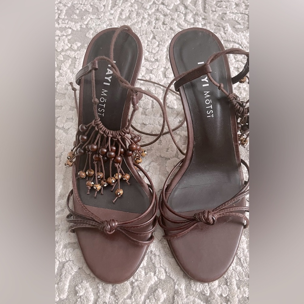 Ankle Tie Leather. Made in Spain. Size 8. Purchased from boutique in Soho, NYC.